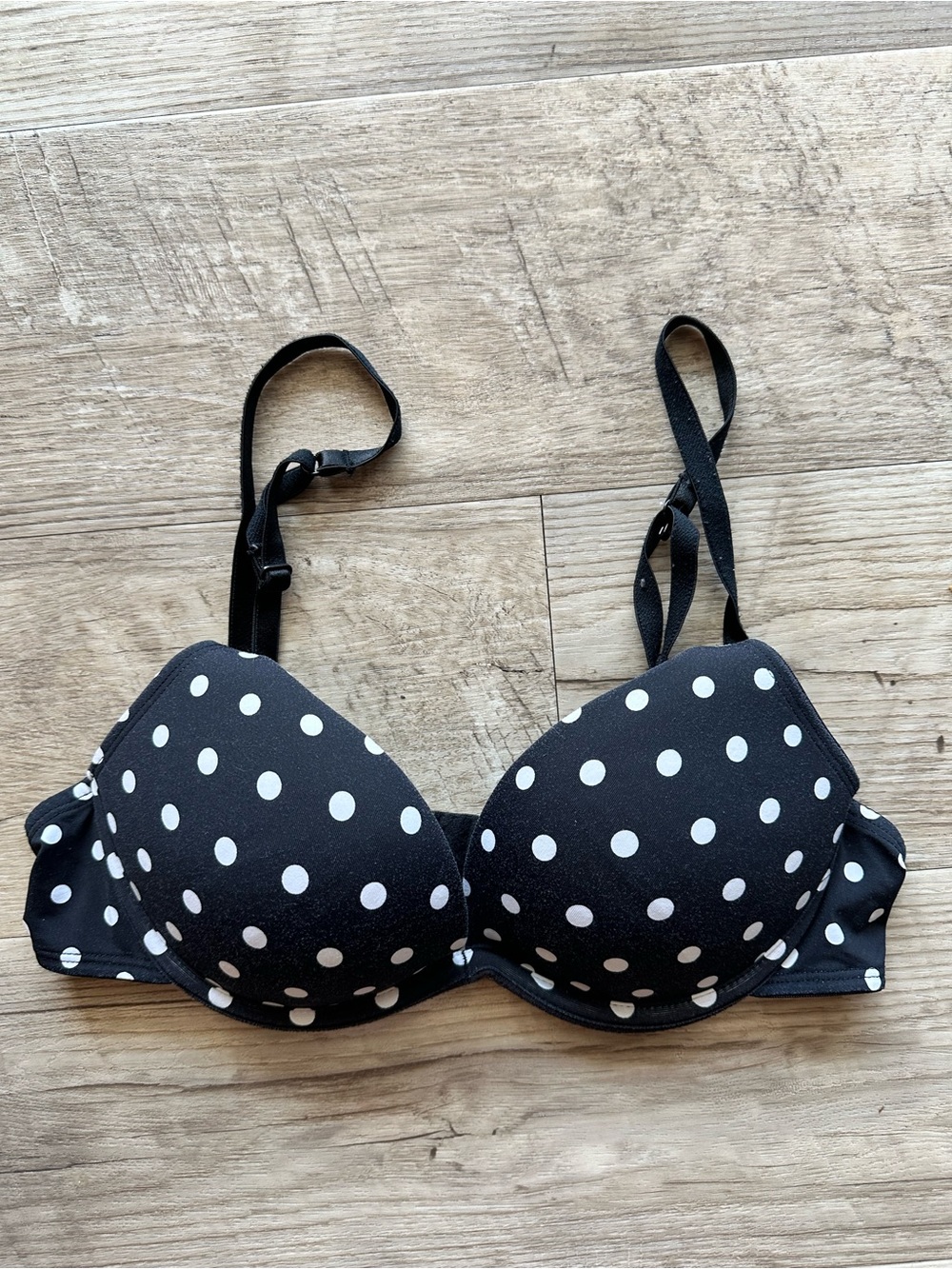 Candie's Black and White Polka Dot Push-Up Bra